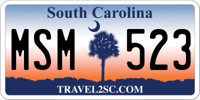 SC license plate MSM523