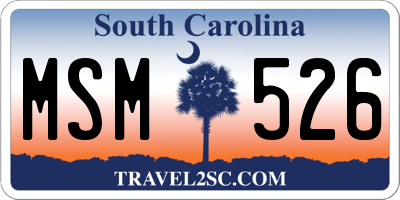 SC license plate MSM526