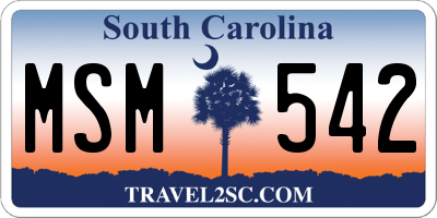 SC license plate MSM542