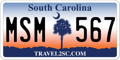 SC license plate MSM567