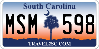 SC license plate MSM598
