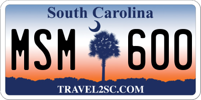 SC license plate MSM600