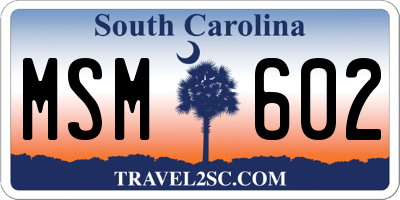 SC license plate MSM602