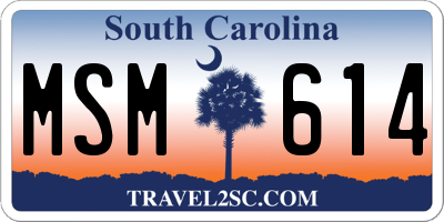 SC license plate MSM614