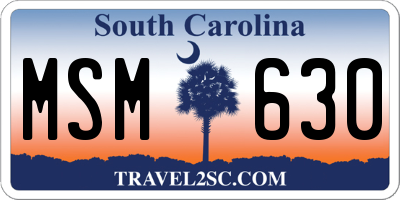 SC license plate MSM630