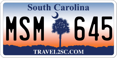 SC license plate MSM645