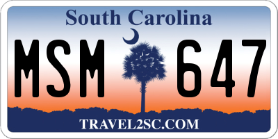 SC license plate MSM647