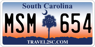 SC license plate MSM654
