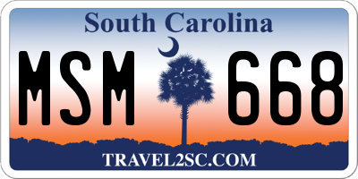 SC license plate MSM668