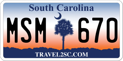 SC license plate MSM670