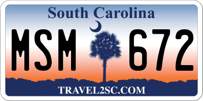 SC license plate MSM672
