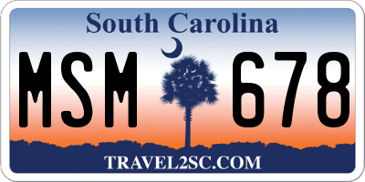 SC license plate MSM678