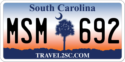SC license plate MSM692
