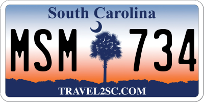 SC license plate MSM734
