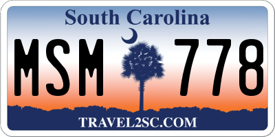 SC license plate MSM778
