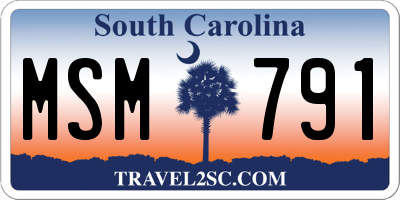SC license plate MSM791
