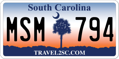 SC license plate MSM794