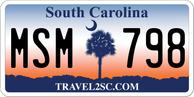 SC license plate MSM798