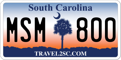 SC license plate MSM800