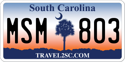 SC license plate MSM803