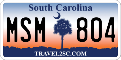 SC license plate MSM804