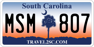 SC license plate MSM807