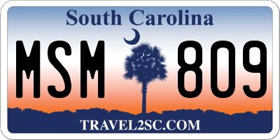 SC license plate MSM809
