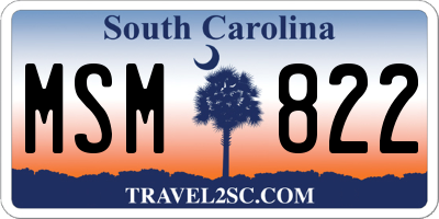 SC license plate MSM822