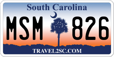 SC license plate MSM826