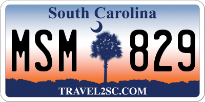 SC license plate MSM829