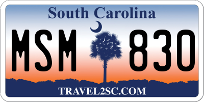 SC license plate MSM830