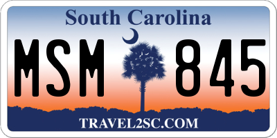 SC license plate MSM845