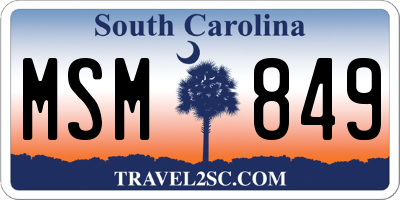 SC license plate MSM849