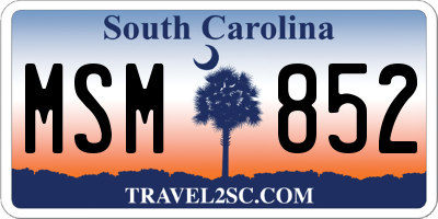SC license plate MSM852