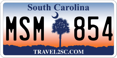 SC license plate MSM854