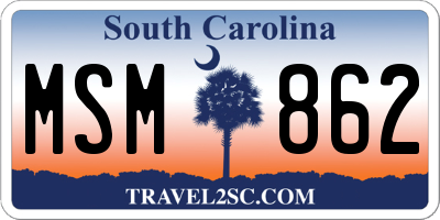 SC license plate MSM862