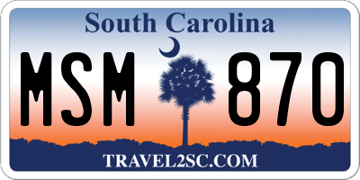 SC license plate MSM870