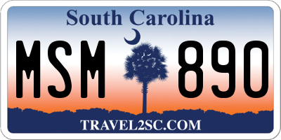 SC license plate MSM890