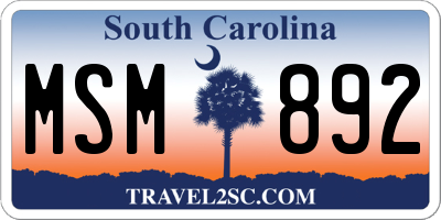 SC license plate MSM892