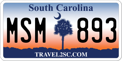 SC license plate MSM893