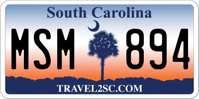 SC license plate MSM894