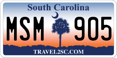 SC license plate MSM905