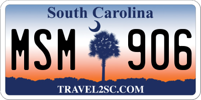 SC license plate MSM906