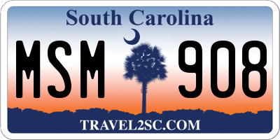 SC license plate MSM908