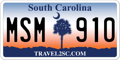 SC license plate MSM910