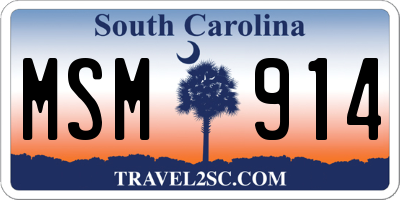 SC license plate MSM914