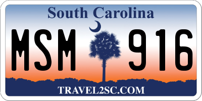 SC license plate MSM916