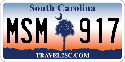 SC license plate MSM917