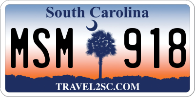 SC license plate MSM918