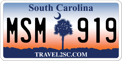 SC license plate MSM919